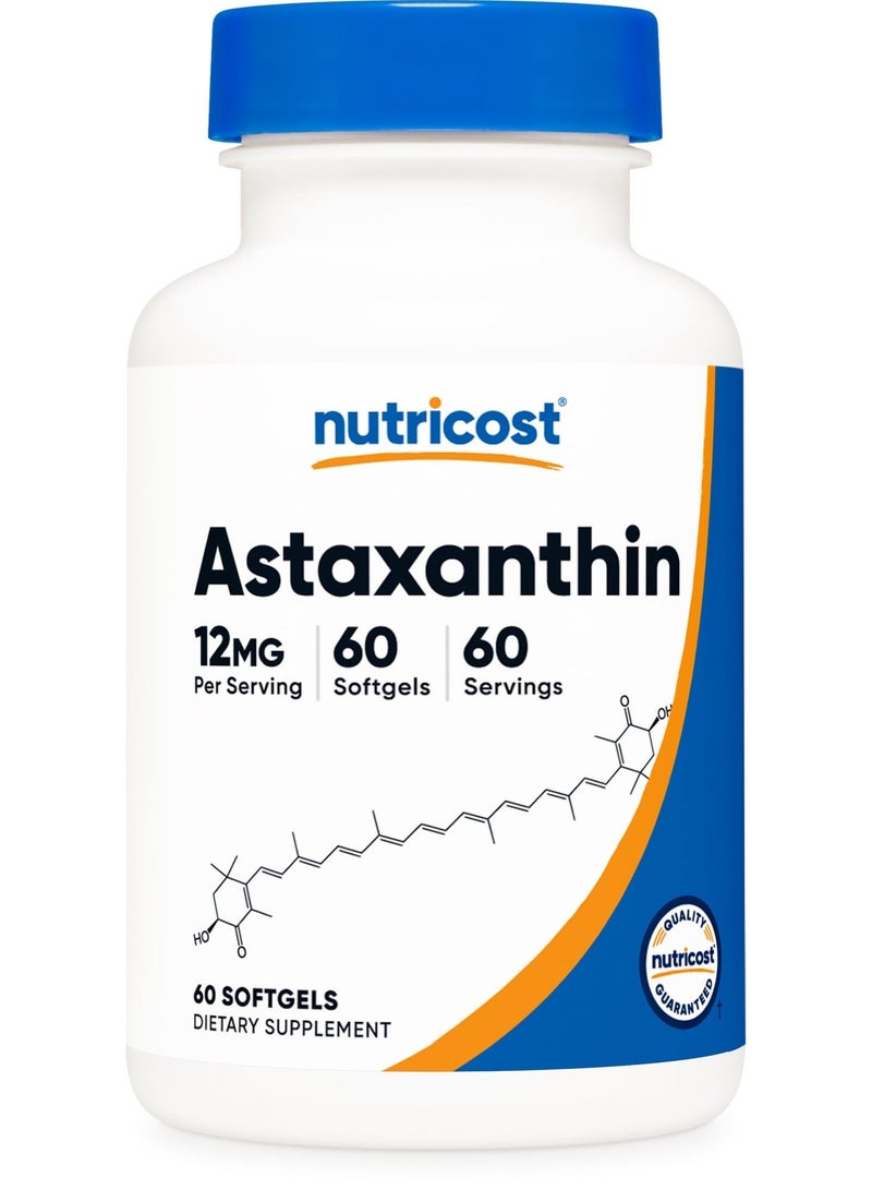 Nutricost, Astaxanthin, 12 mg, 60 Softgels - Image 1
